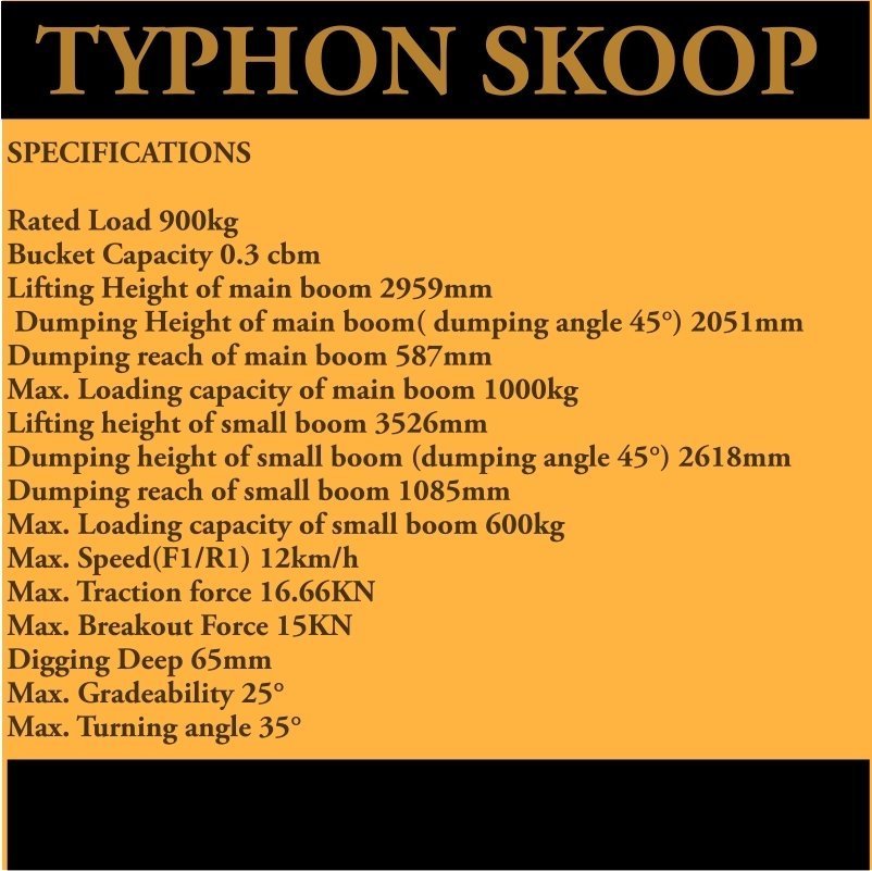 New TYPHON Telescopic Wheel Loader with Kubota D1105 engine 25 hp 1 ton Load USA