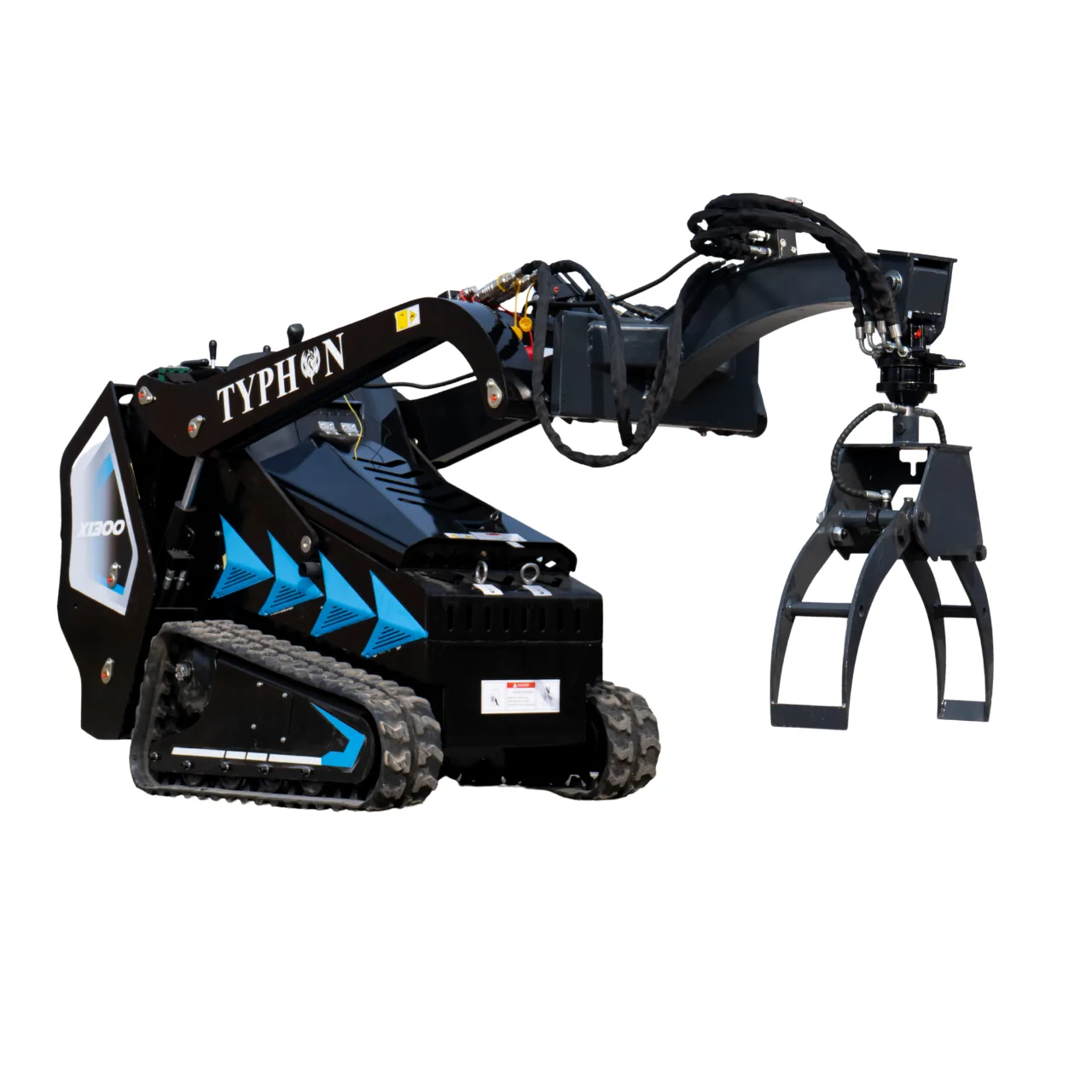 360° Hydraulic Rotary Wood Grabber for TYPHON STOMP X1300 & STOMP 509 Mini Skid Steers